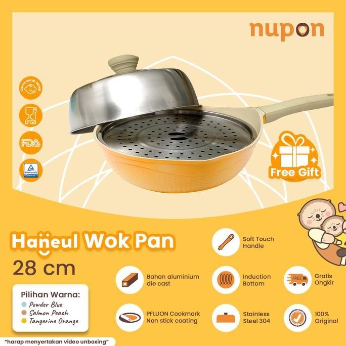 TERMURAH - NUPON - Panci Wajan Wok Pan 28 CM Anti Lengket - Haneul Series Alat Masak Perlengkapan Da