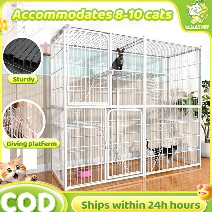 Kandang kucing besar rumah kucing Vila Kucing Kandang Kandang Hewan Pagar Besi Kandang Burun