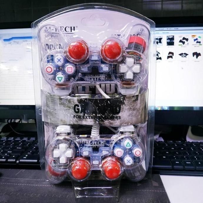 Stik PS PC JOYSTICK PC Laptop Gamepad Double Transparan Usb