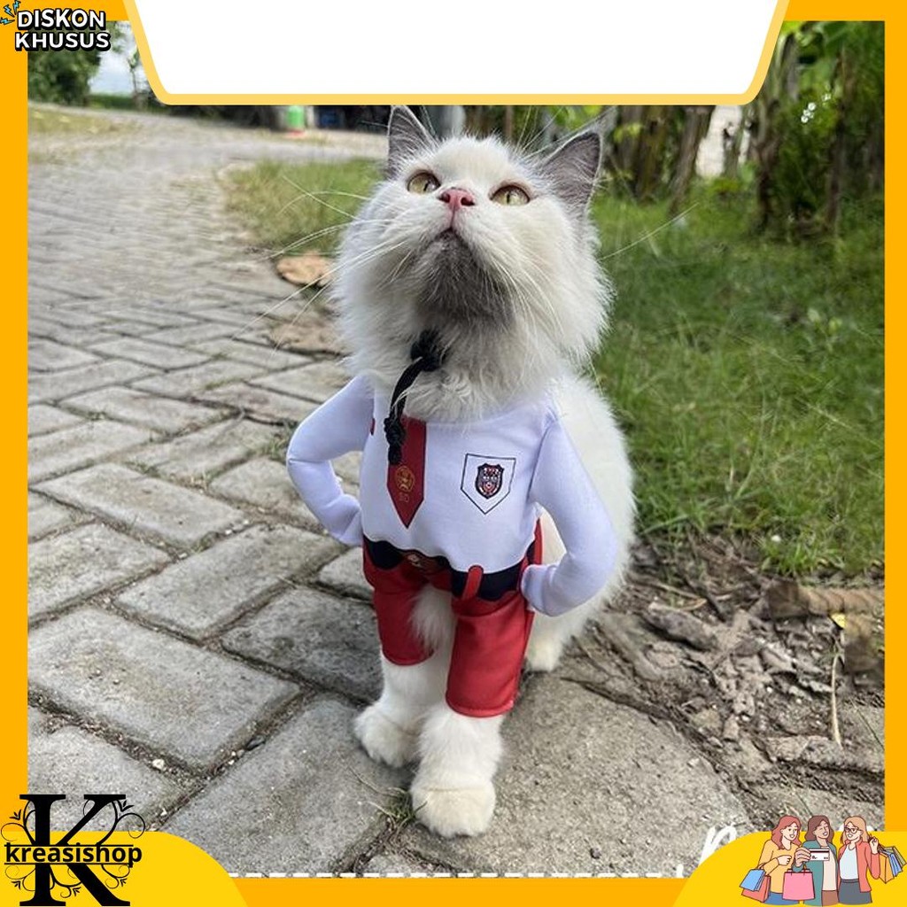 Grosir [ ] Kostum Anak Sekolah untuk kucing Baju Berdiri anak SD / Kostum kucing size S-XL
