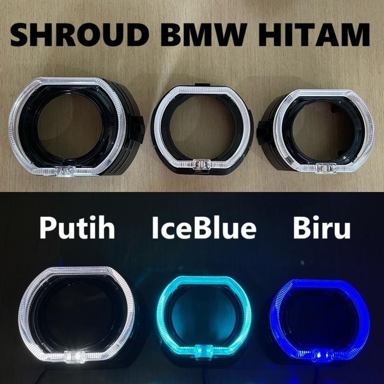 Promo Xtra Gd-12 Shroud Projector Biled Bmw Full Hitam Black Angel Eye Crystal Projie Hid 2.5 Inch 3
