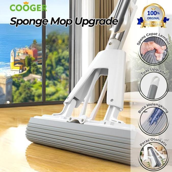 TERLARIS - COOGER Sponge Mop Alat Pel Busa Peras Lipat Otomatis Pel Spons PVA 33cm 3S Cepat Lunak Pe