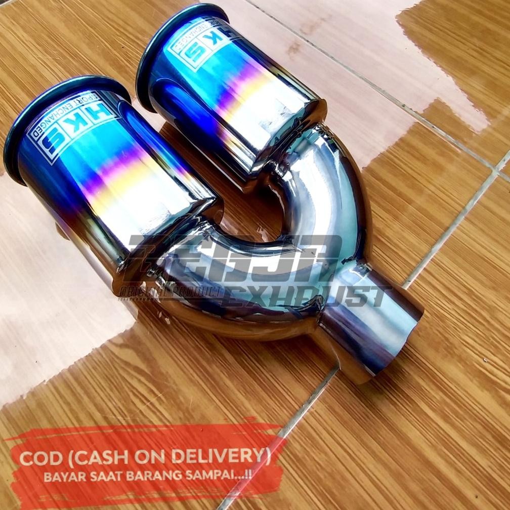 KNALPOT MOBIL RACING HKS CABANG BLUE FIRE SUARA BASS UNIVERSAL MOBIL