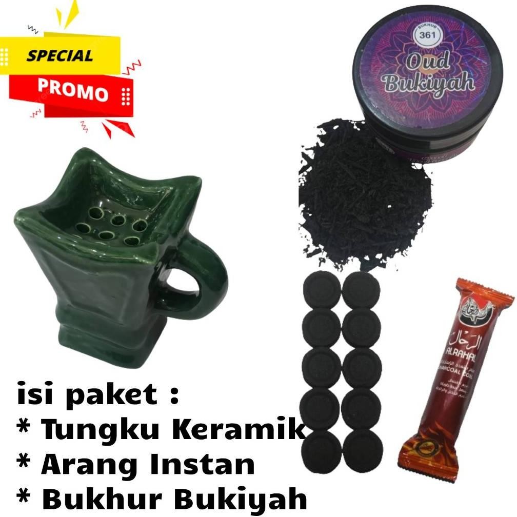 Flash Sale Er-23 Promo Murah Komplit Paket Bukhur Amp 361 Hdj + Tungku Keramik + Arang Instan Premiu