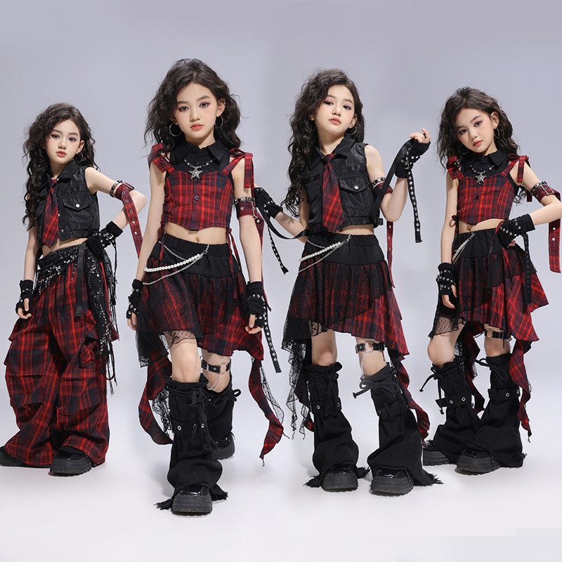Girls Jazz Dance Performance Costumes Children jazz Girl Group Style Children's Trendy Cool Street D