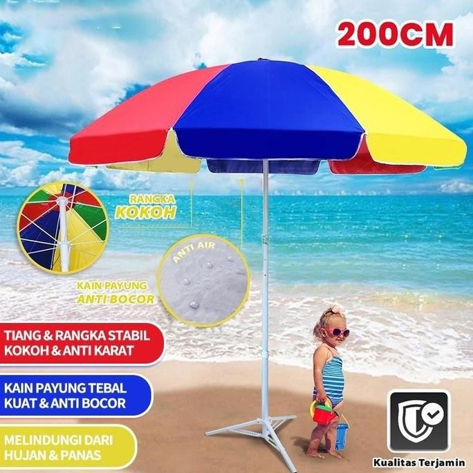 [COD] Payung Tenda 180cm - 240cm | Payung Pelangi Taman & Pantai | Anti UV & Tahan Air | Untuk Juala