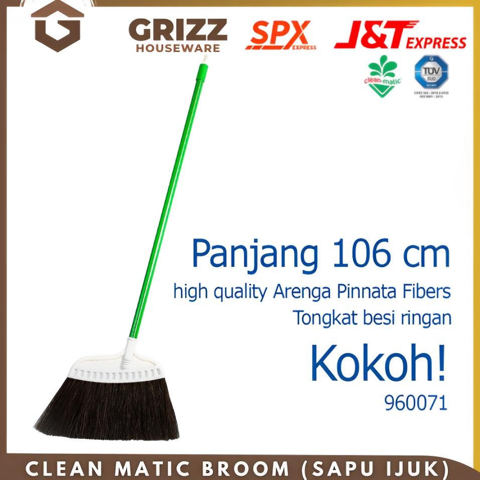 Sapu Lantai Sapu Ijuk Broom Cleanmatic / Sapu Ijuk Anti Rontok / Sapu Ijuk Lantai / Sapu Ijuk Gagang