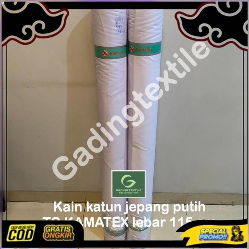 Hanya Hari Ini ( Per Setengah Meter ) Kain Tetoron Katun Putih Tc Kamatex Lebar 115 Cm Meteran Bahan