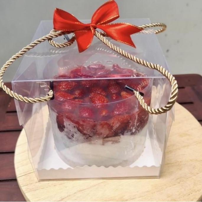 (Good) Box Mika Kue Handle Tali 22x22 / box hampers lebaran / kotak mika kue