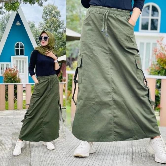 (Good) ROK CARGO PANJANG WANITA STANDAR JUMBO KOREAN SYTLE / MAXY DRESS KEKINIAN Muslim Dewasa