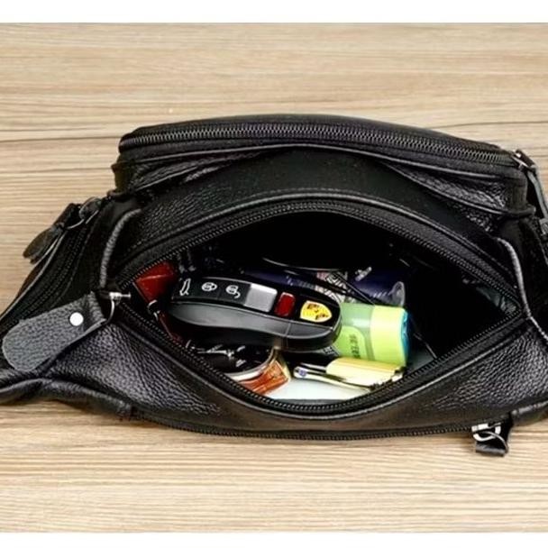 (Good) Tas Pinggang Kulit Asli Tas pinggang kulit Besar tas Pinggang Kulit Premium