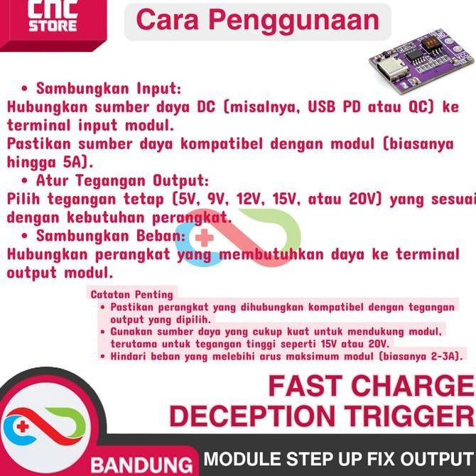 Pd Qc Module Step Up Fix Output Voltage 5V 9V 12V 15V 20V Baru