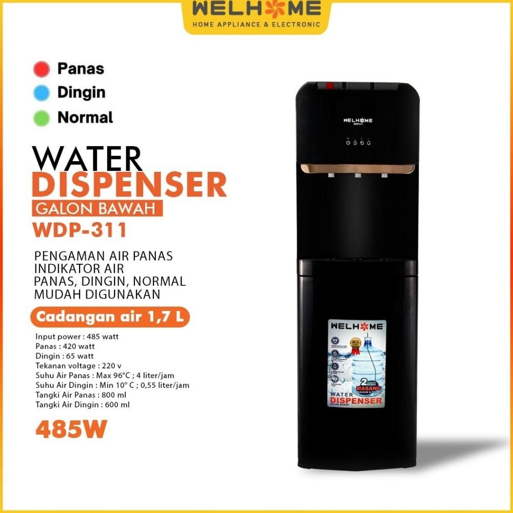 Dispenser Welhome Galon Bawah fungsi Panas, Dingin , Normal Dispenser Welhome WDP-311 Dispenser Pana