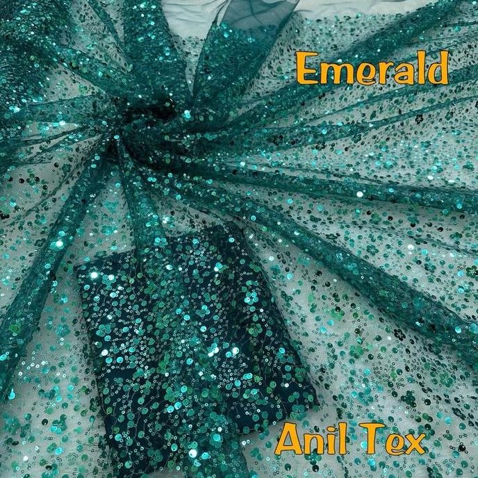 Kain Tile Payet Squeen Premium / Tulle Payet Zuhair Kaca / Bahan Squeen Payet Mewah