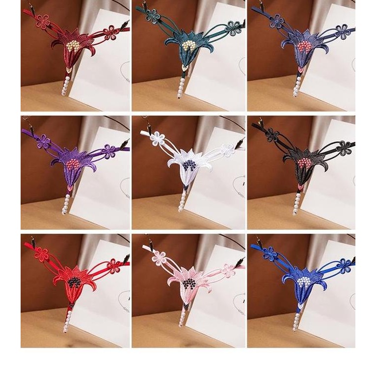 G String Wanita Sexy Mutiara Thong Bertali bordir Lingerie Seksi C229