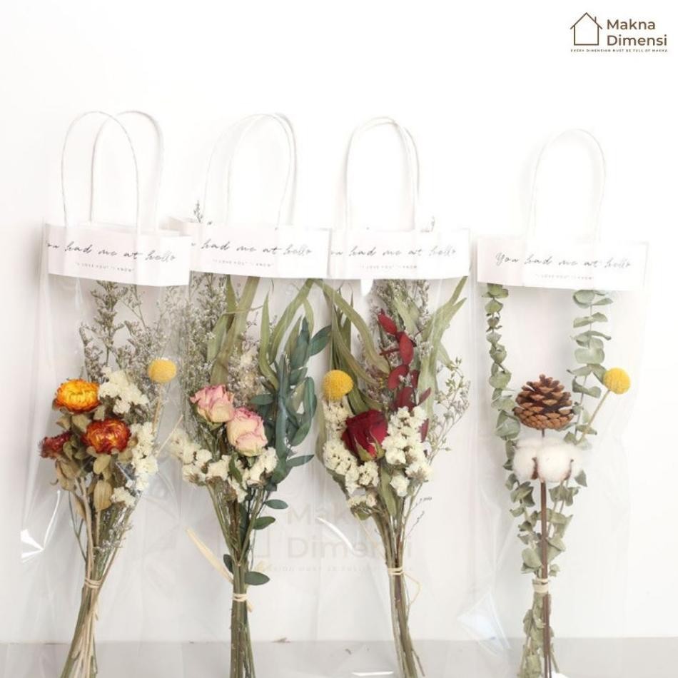 Makna Dimensi 1 Set Buket Bunga Kering Tenteng Besar Jumbo Gift Box Cewek Dried Flower Bunga Aesthet