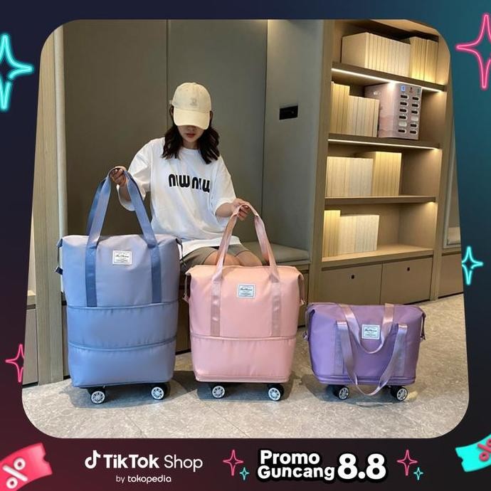 Tas Traveling Roda Tas Duffel Jumbo-Tas Jinjing 3 Tingkat-Tas Travel Roda Waterof Wanita