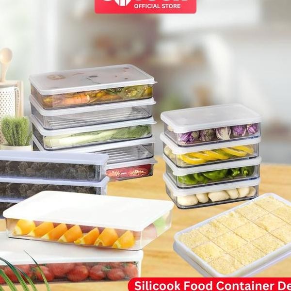 Silicook Food Container Flat Korean 1 Food Container Organizer Kotak Makanan Penyimpanan Kulkas Frid