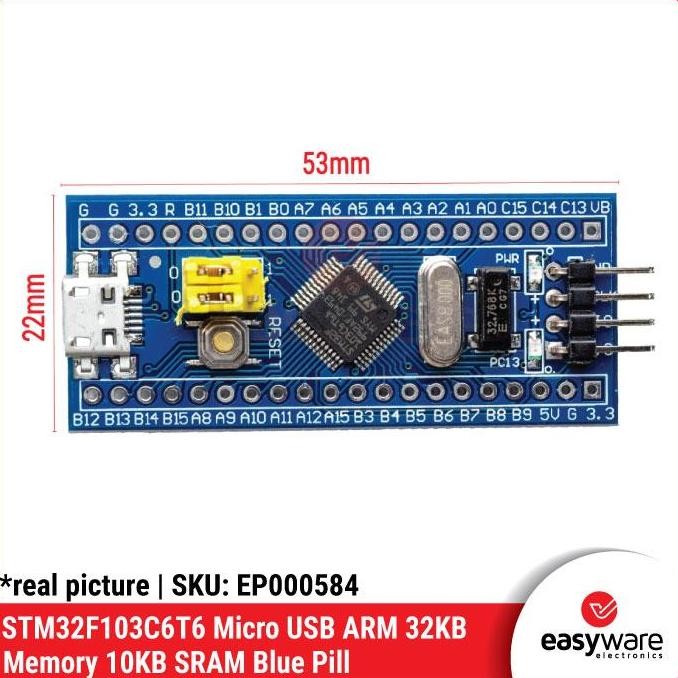 MODUL STM32 BLUE PILL SERIES STM32F103C6T6 / STM32F103C8T6 / USB TYPE-C MICRO USB ARM CORTEX-M3 MICR