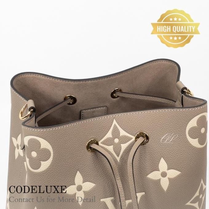 ready stock Tas Wanita Codeluxe Neonoe MM Monogram Empreinte Tourtelle/Creme GHW