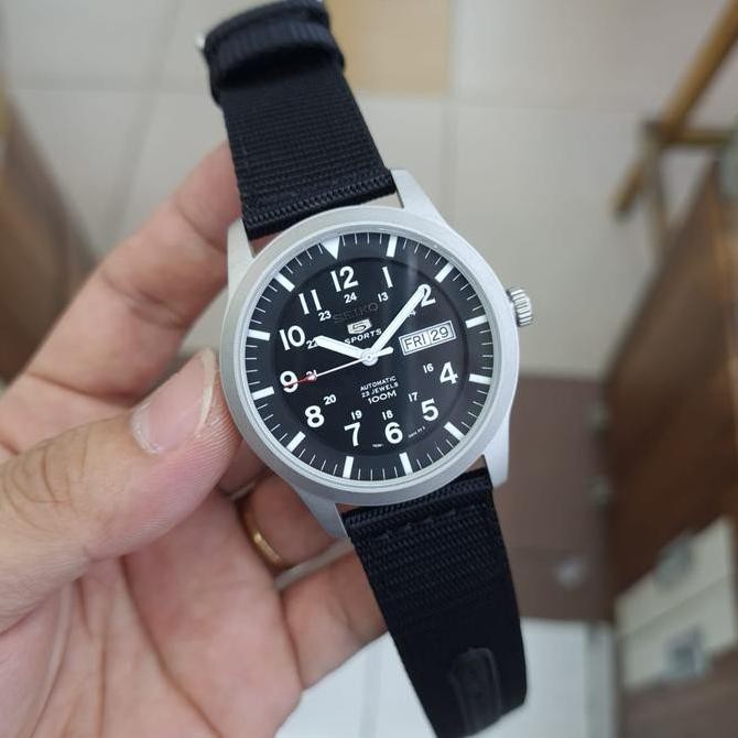 Ready  Jam tangan Automatic Japan SEIKO 5 Sports Military Nylon Stainless