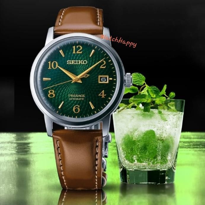 Ready  Seiko Presage SRPE45J1 Cocktail Mojito Green Dial Brown Leather SRPE45