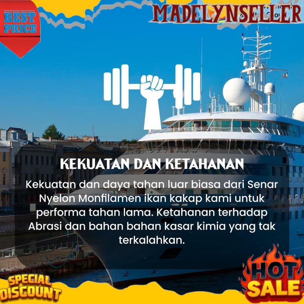 Murah Senar Cap Ikan Kakap  Ukuran 4000 (130)  per Roll /Tali Senar Pancing / Senar Layangan