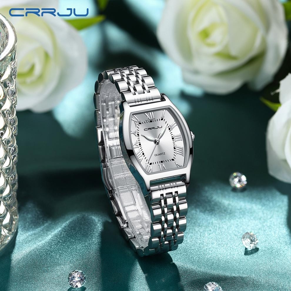 (Best) CRRJU Jam Tangan Wanita Elegan Terbaru 2023 Anti Air Rantai Kado Buat Pacar Cewek 5013