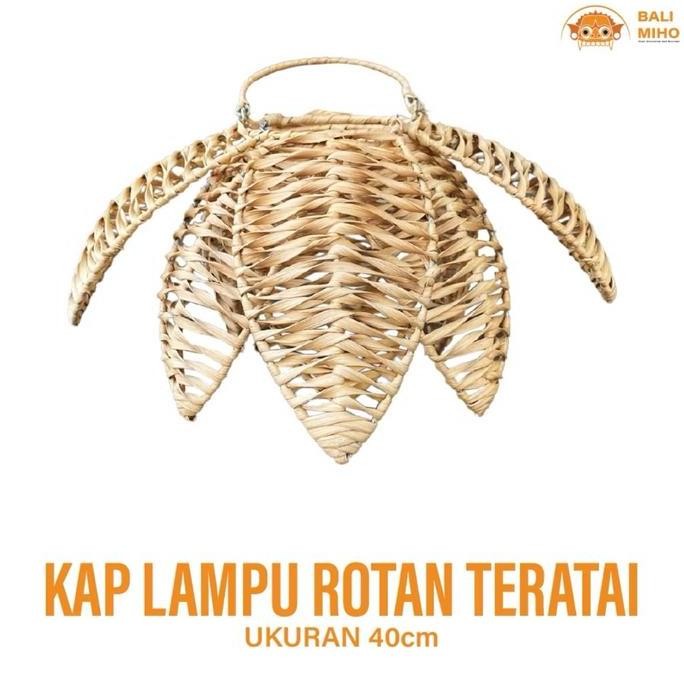 {{{{}}] Kap Lampu Rotan Bunga Teratai 40 cm - Lampu Villa Bali - Kap Lampu Rotan Model Bunga - Kap L
