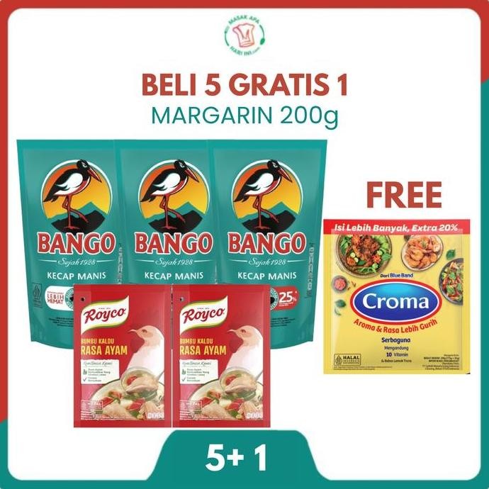 

Promo [Beli 5 Gratis Margarin] Bango Kecap Manis 950G & Royco Kaldu Ayam 220G
