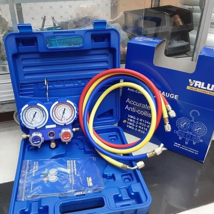 MANIFOLD AC VALUE R410 R32 R22 R134 PLUS BOX BOK VMG 2 ANALIZE MANIFOL ORIGINAL DAN TERPERCAYA