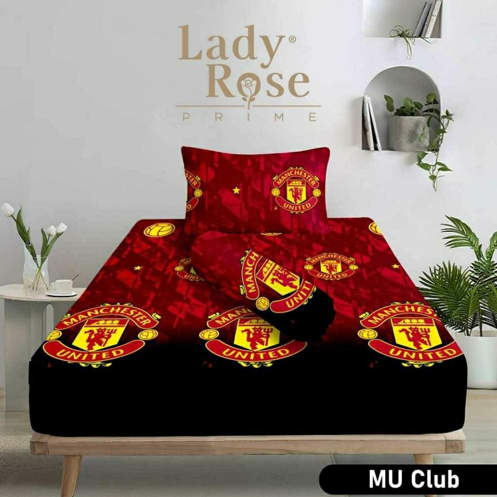 Sprei lady rose Prime 90x200 / 100x200 / 120x200 tinggi 30 (Single)Motif bola Mu Red/setan merah/Red