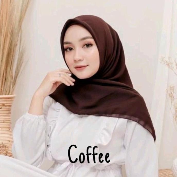 (Good) Kerudung Segi Empat Coklat Pramuka Coffe Hijab Segi empat Coffe Hijab Bella Square Plain Cokl