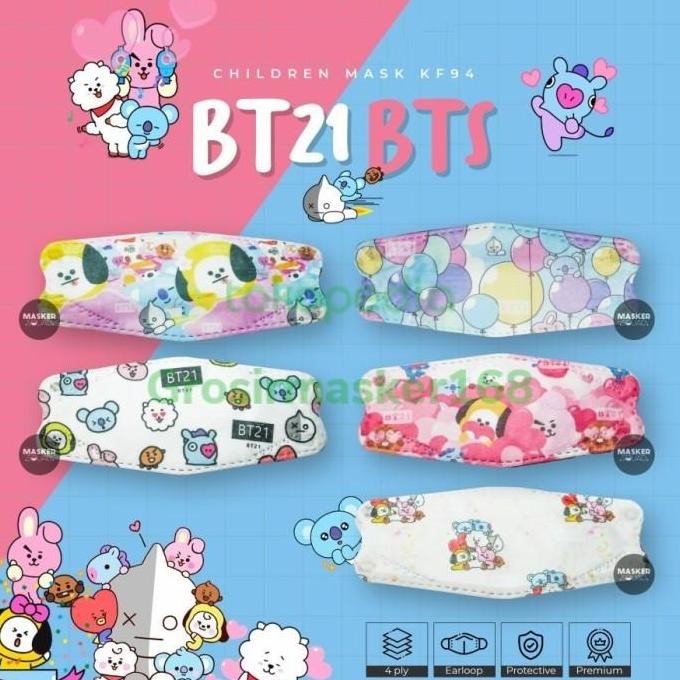 (Best) Masker kf94 MOUSON mix warna / kf94 rainbow /kf94 anak isi 10pcs