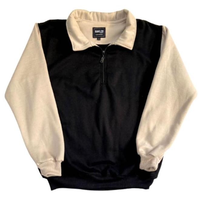 Halfzip Sweater Unisex Casual Premium / Sweater Halfzip Warna Hitam / Halfzip kekinian