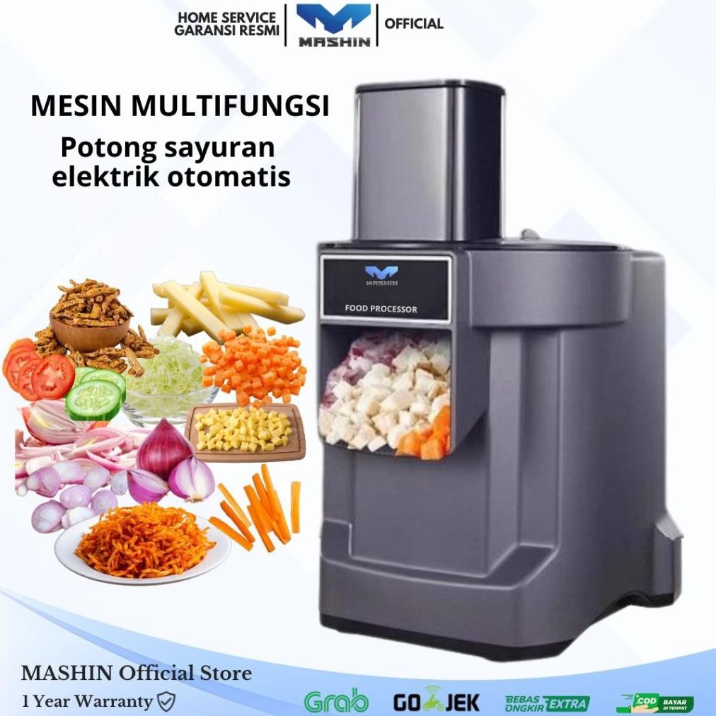 Mashin - Mesin Potong Sayur Elektrik Multifungsi Kentang Dadu, Mustofa, Wortel, Iris Bawang Serbagun