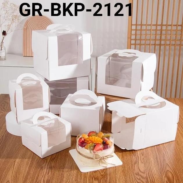 

Gr-Bkp-2121 Cake Box Packaging Korean Mika Handle Kotak Dus Tart Kue 21Cm ( Bisa Cod )