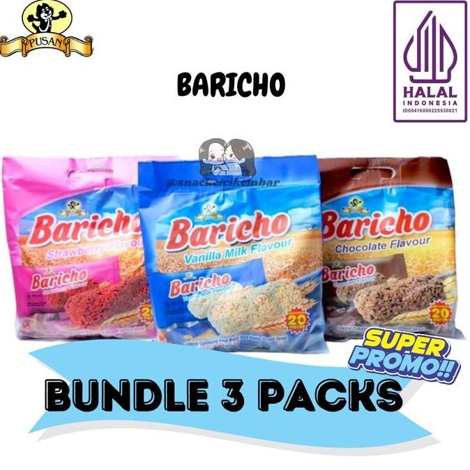 

New BUNDLE GET 3 PACKAGE PUSAN BARICHO SNACK SEREAL OAT RASA COKELAT STROBERI VANILLA Food