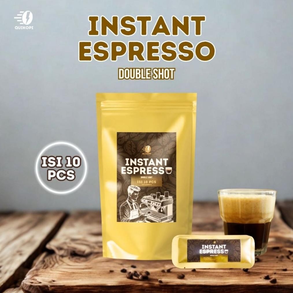 relaydasbord - quikopi espresso instant 10 sachet - bubuk kopi premium tanpa ampas double shot 4g