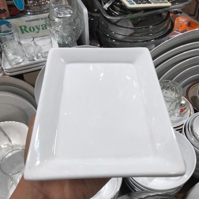 (Best) piring saji persegi panjang 17 x 13 cm / piring kotak BLANC PORCELAIN