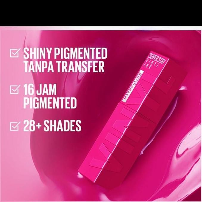 Maybelline Superstay Vinyl Ink Lipstik Glossy Tahan Lama 16 Jam Tanpa Transfer Dengan Aloe Vera Dan 