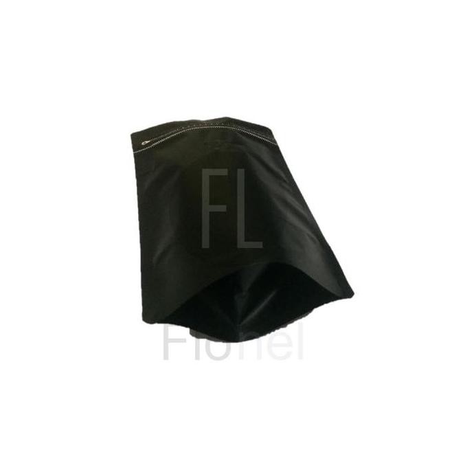 Standing Pouch/Stand Up Bag Black Matte+Valve+Tear Off Zipper-15X23Cm