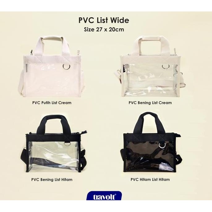 Tas Selempang Transparan Resleting - Travolt - Sling Bag Pouch - Tas Pvc Mika Tebal - Tas Konser Kpo