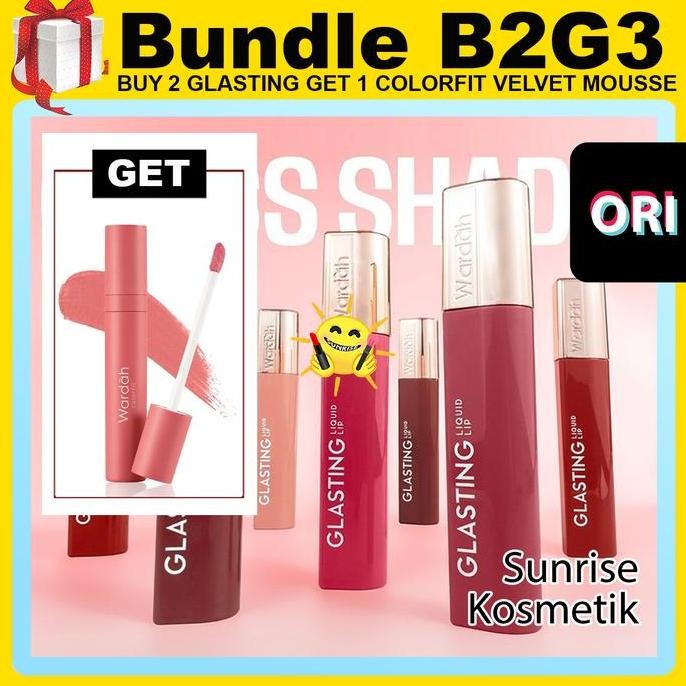 Wardah Glasting Liquid Lipstick Lipstik Ringan, Tidak Lengket, Transferproof Glazed Gloss Vinyl Lip 