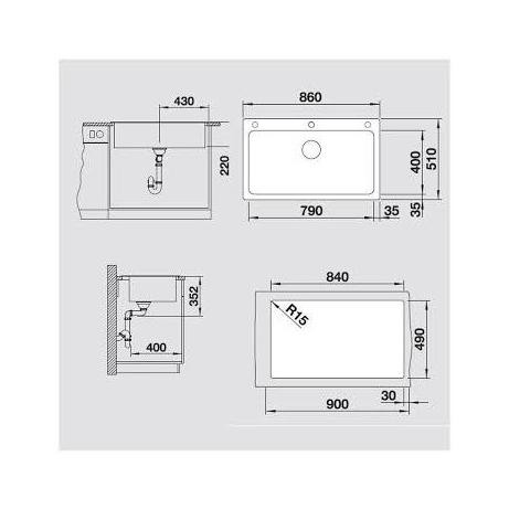 Kitchen Sink Blanco Naya Xl 9 Silgranit Sink + Mida Xl Silgranit