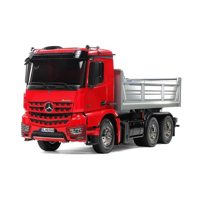 56361 TAMIYA MERCEDES-BENZ AROCS 3348 6x4 TIPPER TRUCK RED CAB & SILVER BED EDITION