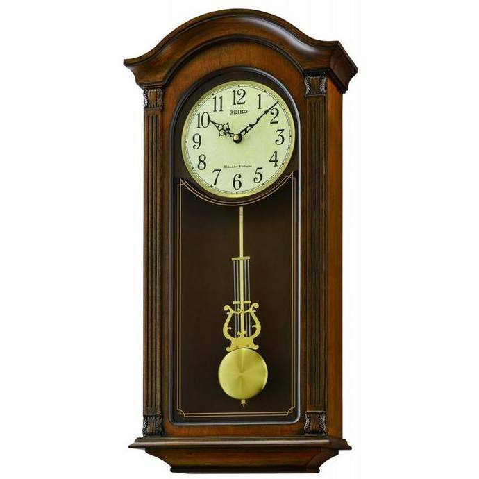 Jam Wooden Seiko Wall Clock Qxh066B Dual Chimes