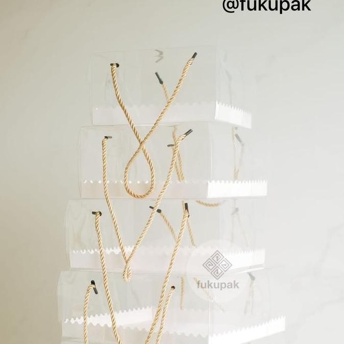 (20Pcs) Fukupak Box Mika Tali Tinggi 10 Cm Kotak Transparan Dus Mika Kue Nasi