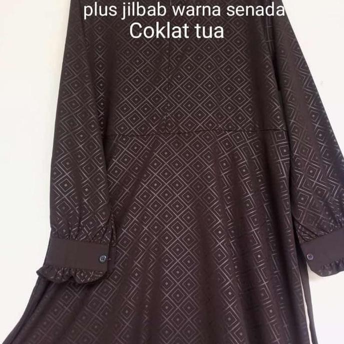 (Good) Gamis syari wolfis wollpeach silky embos set khimar cadar murah