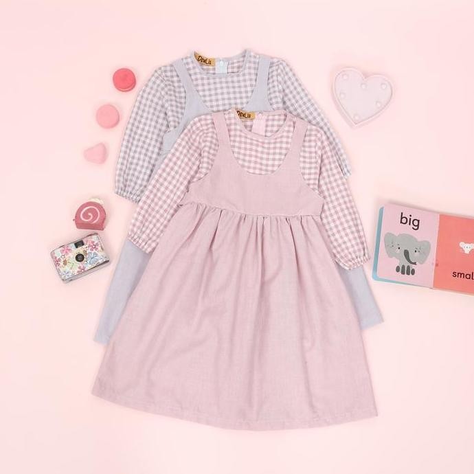 Pakaian Muslim Anak Perempuan Kaureen Baju Dress Katun Kotak